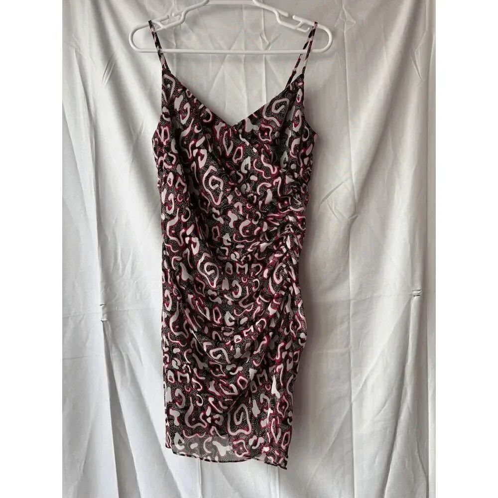 Rebecca Minkoff Kinsley Ruched Dress in Black Multi Size 6
